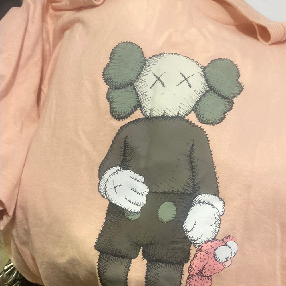 KAWS Peach Short Sleeve Tee with Character Print